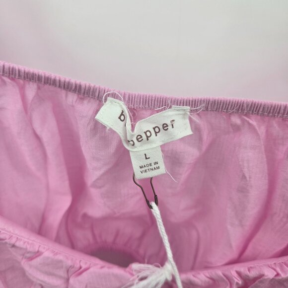 Blu Pepper Pink Feminine Open Back Tie Fairy Puff Sleeve Large - Picture 12 of 15